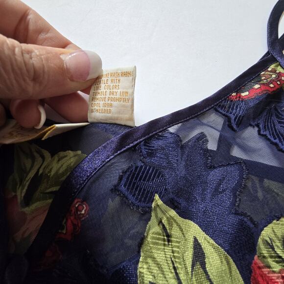 Vtg Victorias Secret Gold Label Floral Teddy Camisole Women M Satin Lace Romper - Picture 8 of 15